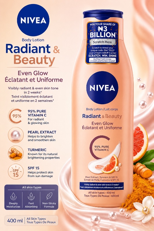 NIVEA Radiant & Beauty Even Glow Body Lotion – 400ml