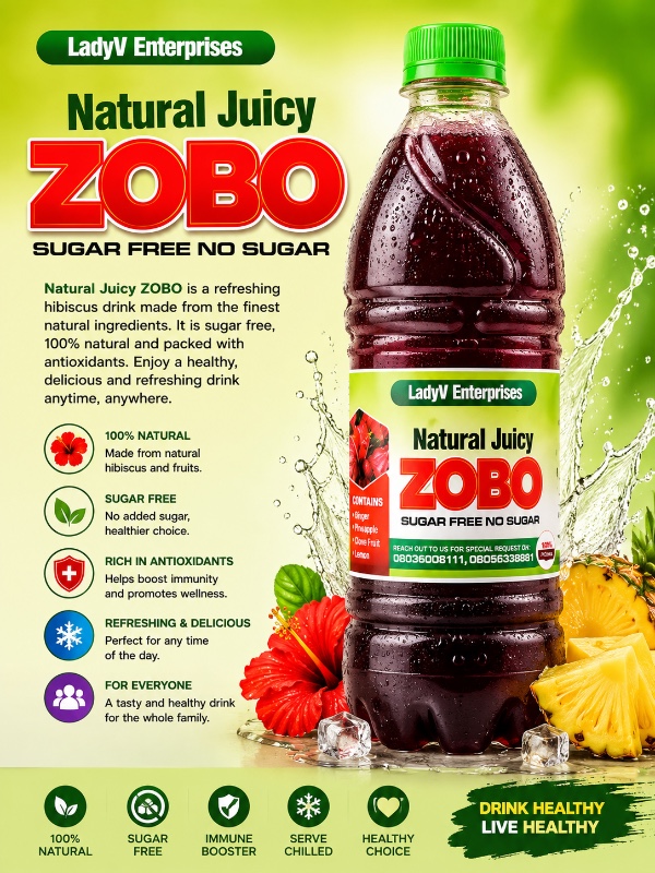 LadyV Enterprises Natural Juicy Zobo (Sugar Free)