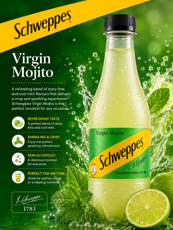 Schweppes Virgin Mojito Sparkling Soft Drink – 50cl