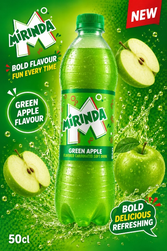 Mirinda Green Apple Carbonated Soft Drink (50cl)