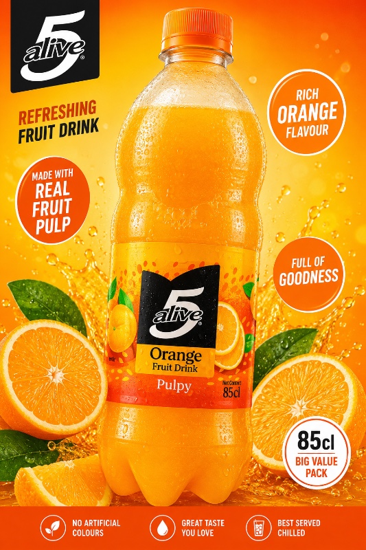 5 Alive Orange Pulpy Fruit Drink (85cl)