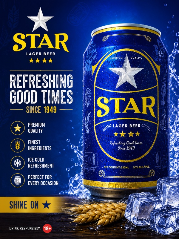 Star Lager Beer (330ml)