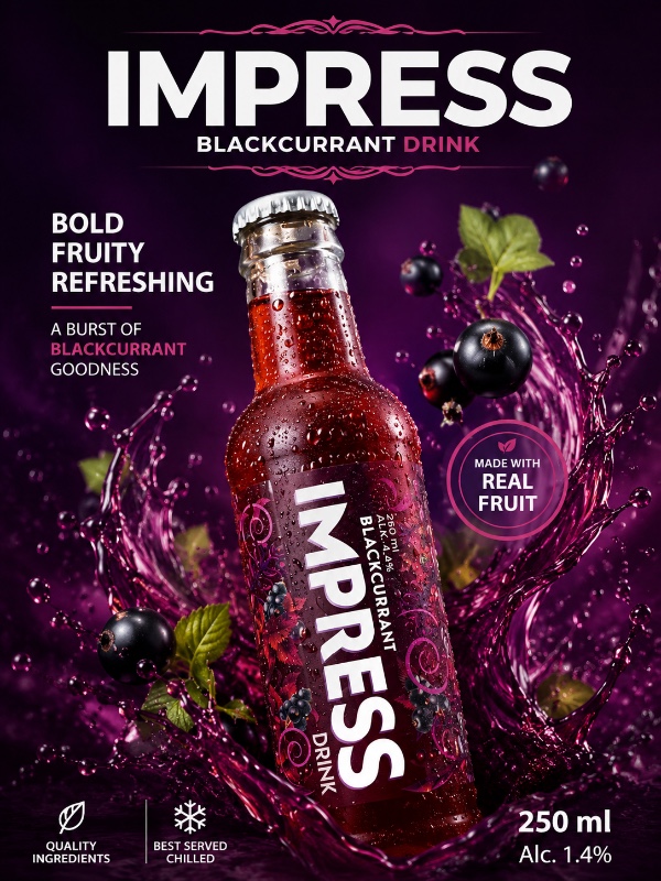 Impress Blackcurrant Drink 250ml
