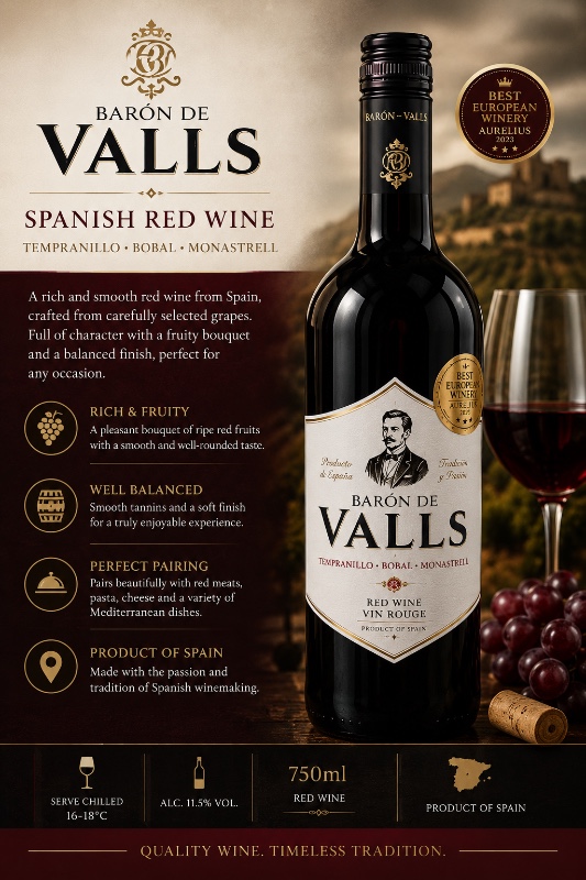 Barón de Valls Spanish Red Wine 