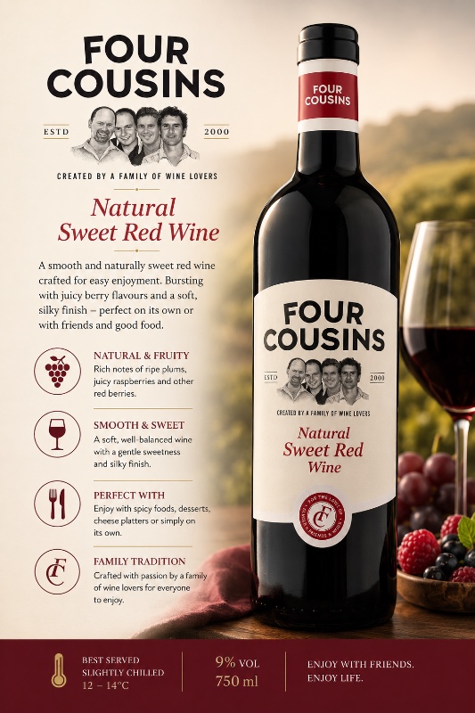 Four Cousins Natural Sweet Red Wine 