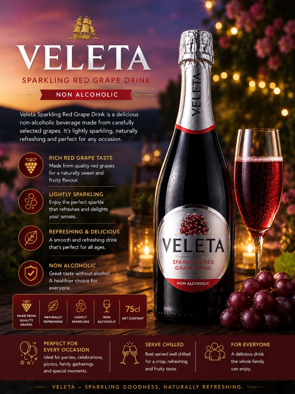 VELETA Sparkling Red Grape Drink 