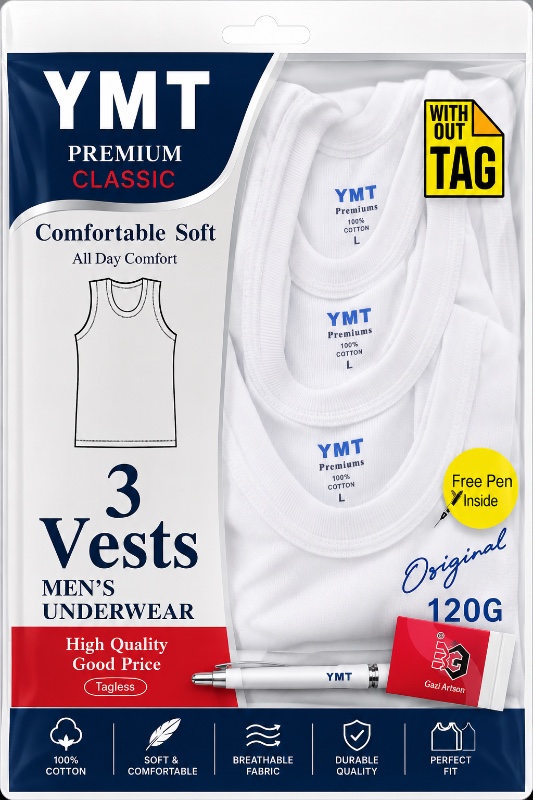 YMT Premium Classic Men's Vest (3 Pieces)